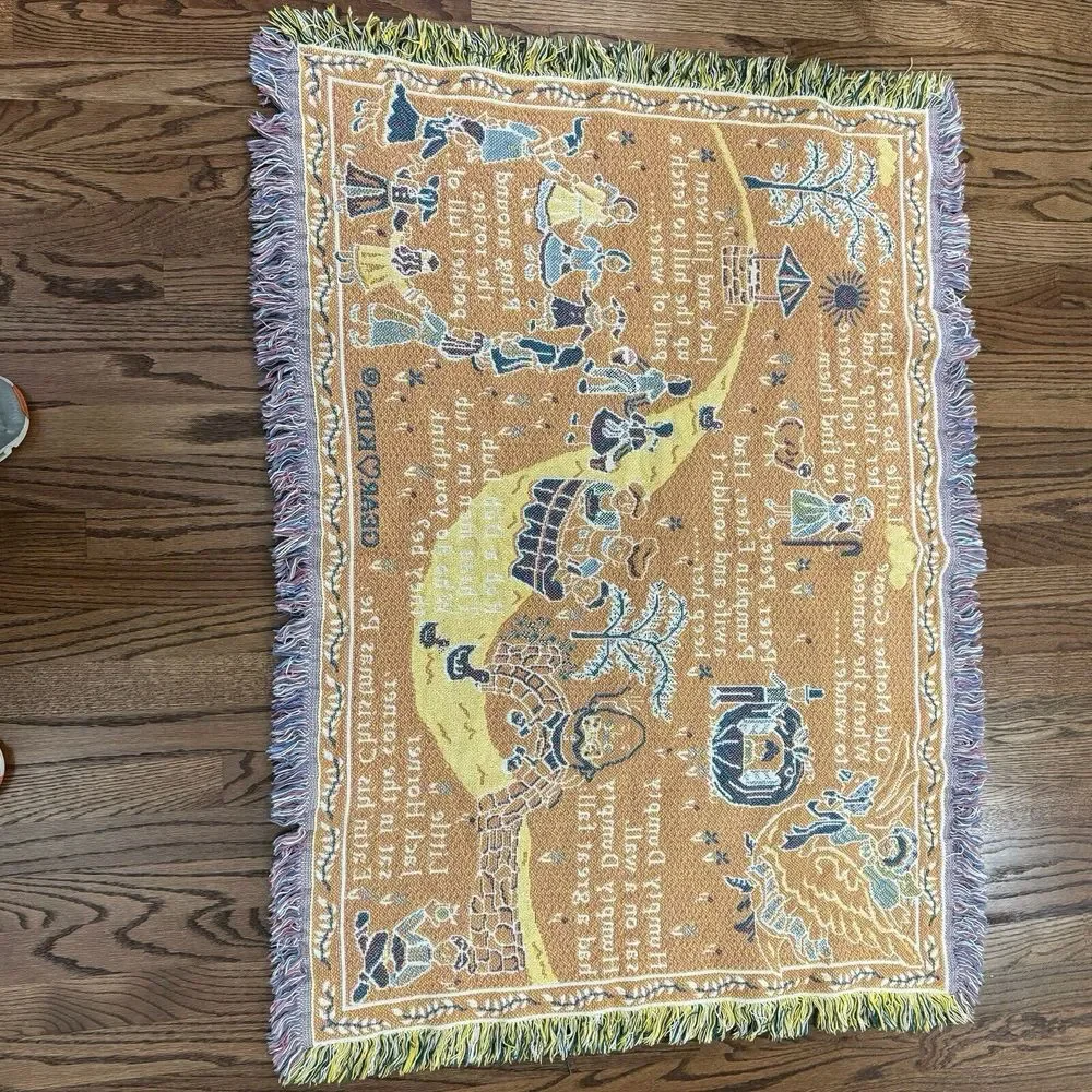 Vintage Blanket Tapestry Woven Throw Nursery Rhymes Wall‎ Art Baby Gear Kids